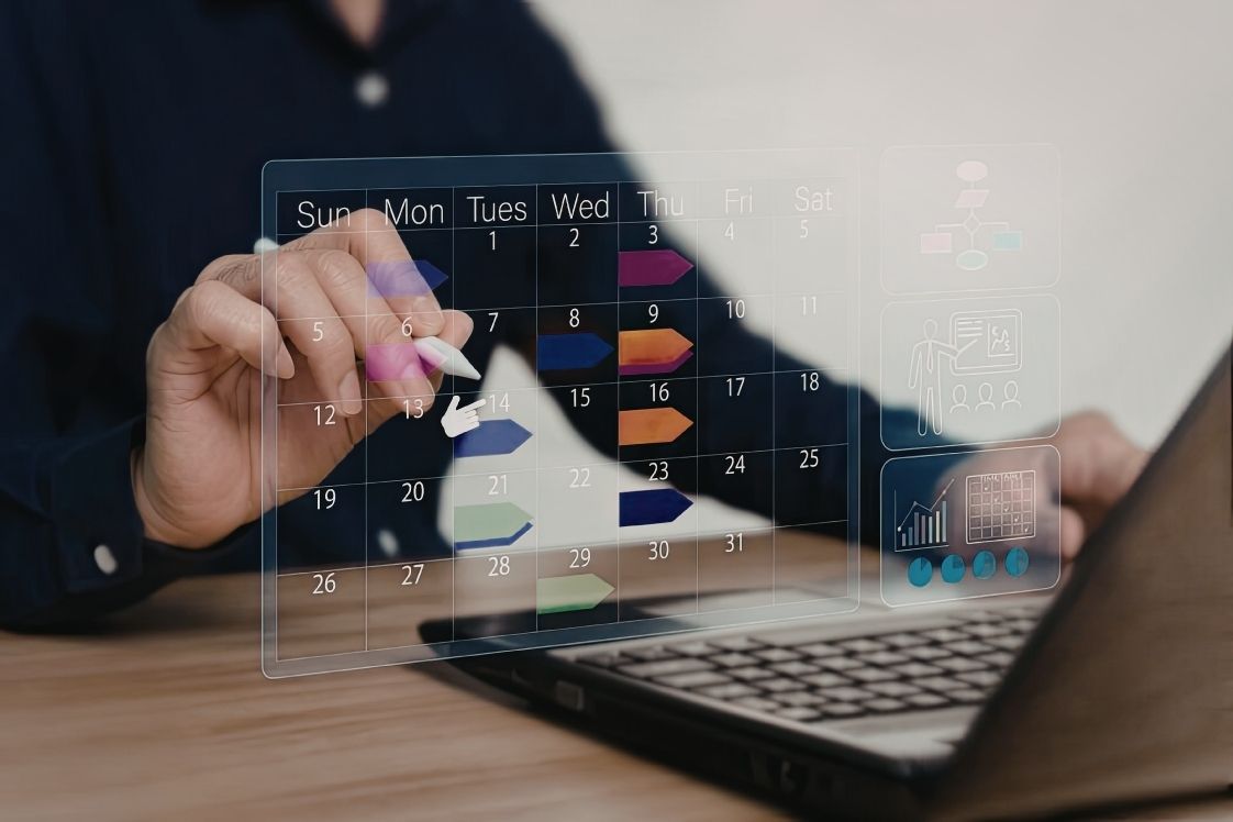 A neat and organised digital planner showcasing a proper GoHighLevel calendar setup.